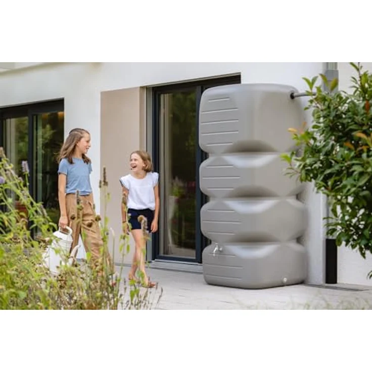TTAMG GRAF Gartentank CUBUS 1000L Betongrau, Robuster Regenspeicher mit drei Gewindeanschlüssen – Bild 5