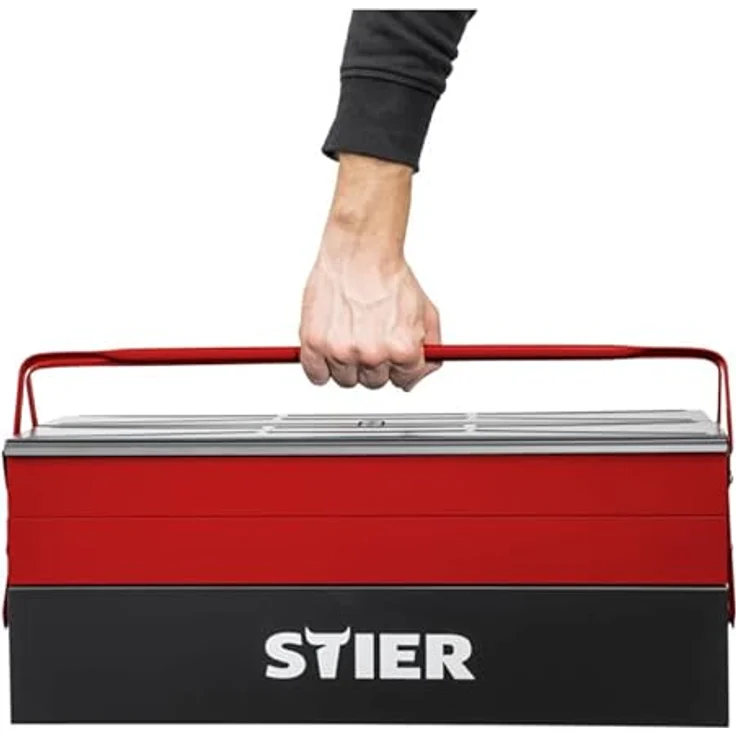 Stier Werkzeugkoffer, leer, Stabiler Metallkasten mit fünf Fächern, LxBxH 600x190x200 mm – Bild 7