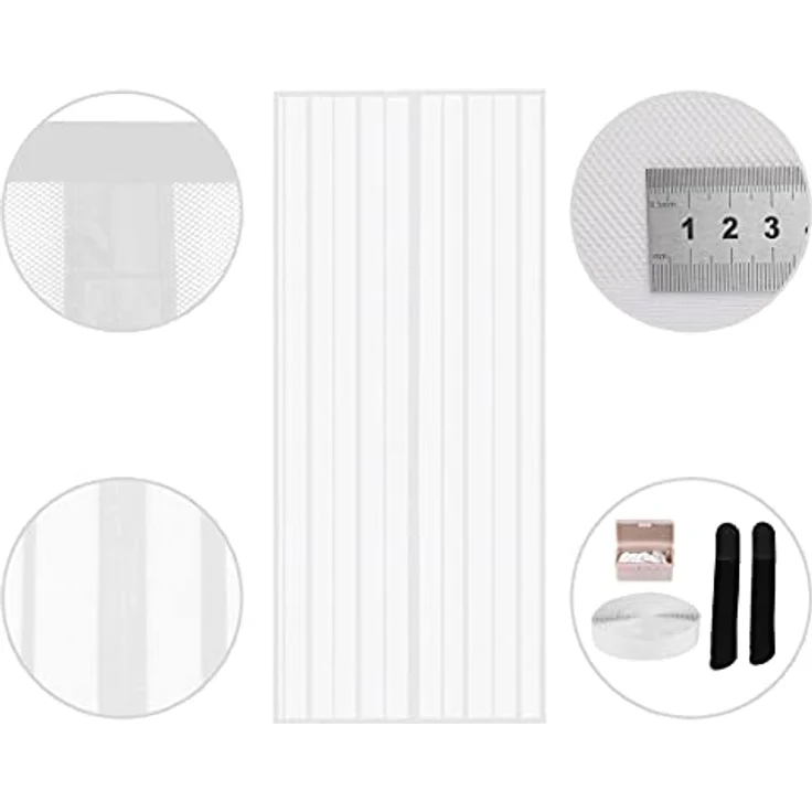 Sekey Magnet Fliegengitter Balkontür ohne Bohren, Türvorhang Fliegenschutz Schiebetür, Insektenschutz Vorhang Tür durch leichte Montage 100x220cm, Weiß – Bild 2