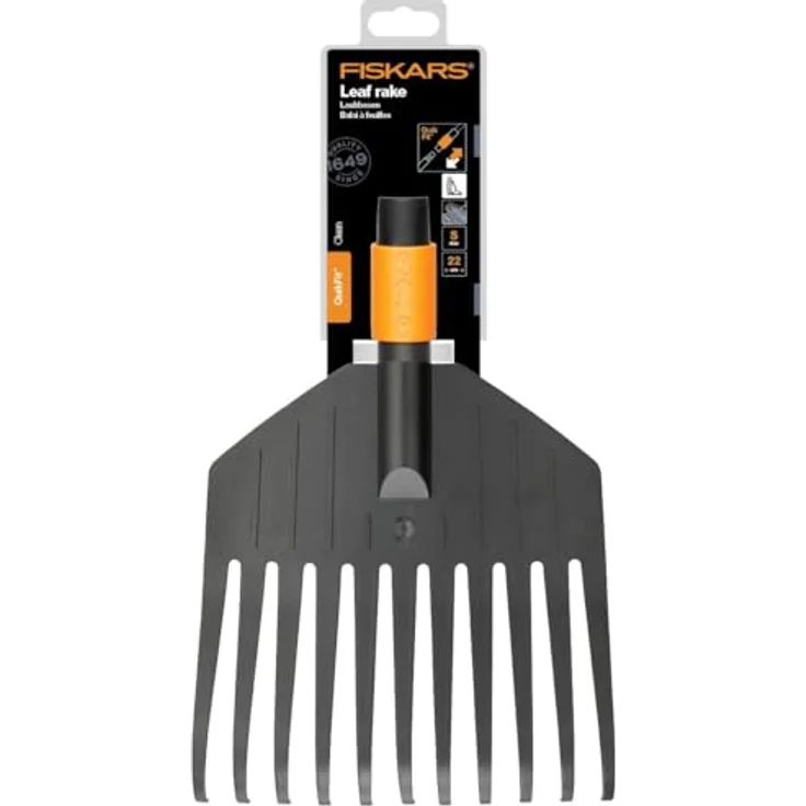 Fiskars Laubbesen, Werkzeugkopf, Klein, 11 Zinken, Breite: 21,3 cm, Kunststoff-Zinken, Schwarz-Orange, QuikFit, 1000659 – Bild 5