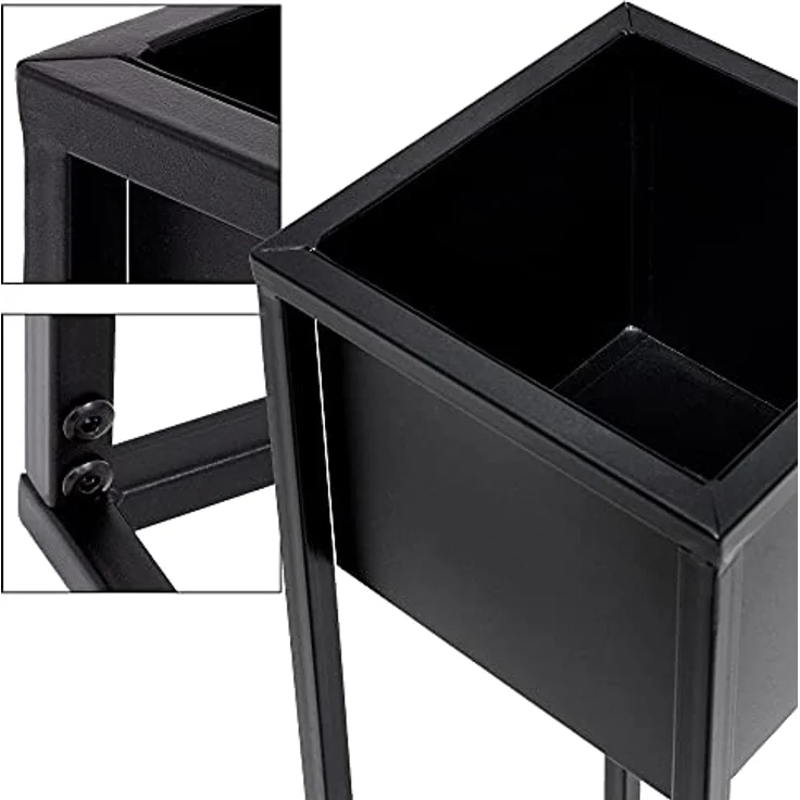 ML-Design 2er Set Blumenständer, schwarz, 21x50/70x21 cm, pulverbeschichtetes Metall – Bild 4