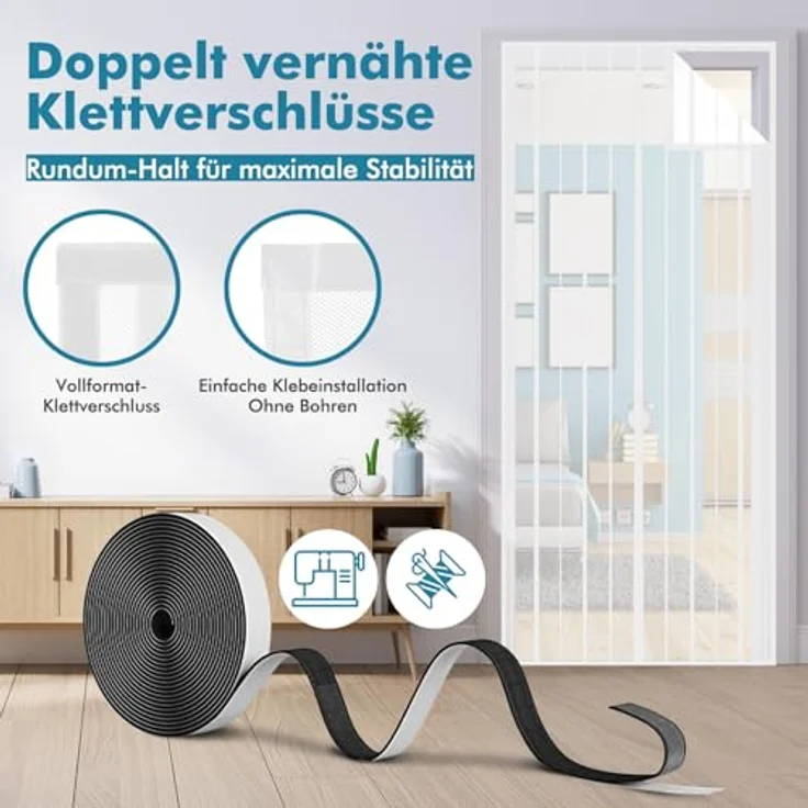 Sekey Magnet Fliegengitter Balkontür 110x220cm, Insektenschutz ohne Bohren, weiß, für Schiebetüren – Bild 4