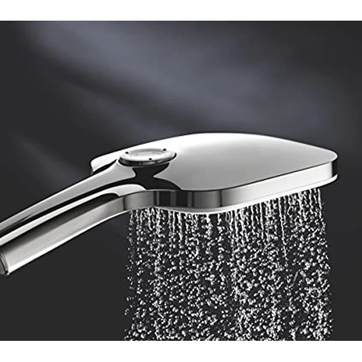 GROHE Rainshower SmartActive 130 Cube Handbrause, Moon White/Chrom, 3 Strahlarten, 8,5 l/min, DripStop, Antikalk-System – Bild 4