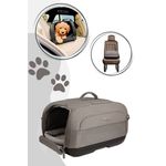 Tavo Hunde-Transportbox Dupree II Tiertransporttasche, Flugzeugtauglich, bis 9 kg, mit Isofix-System, luxuriöse Premium-Akzente, UV-Schutz 50+, 2 Matratzenauflagen