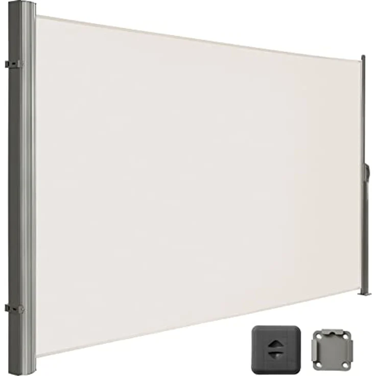 LARMNEE Alu-Seitenmarkise EBE204BP02, ausziehbar 200 x 400 cm, Sichtschutz, Sonnenschutz, blickdicht, beige – Bild 1