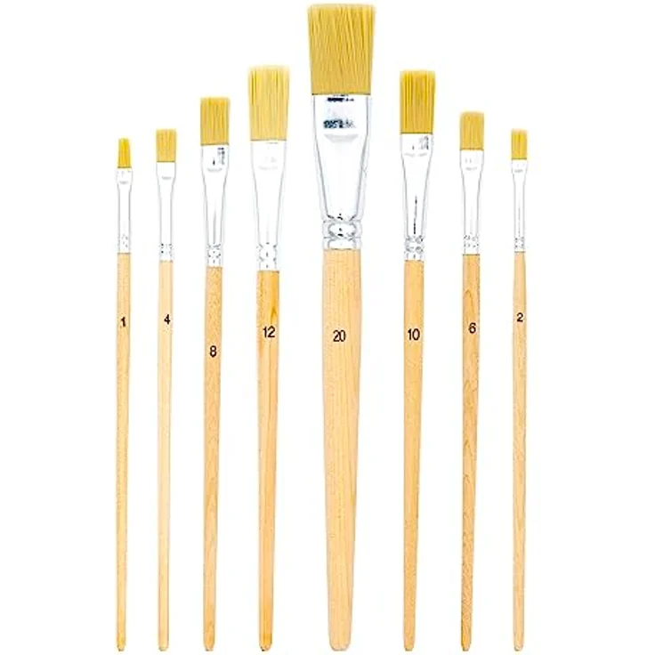 TSI Borstenpinsel-Set 8-teilig, hochwertige Borsten für optimale Farbaufnahme, ergonomischer naturbelassener Griff, Art. Nr. 49209 – Bild 2