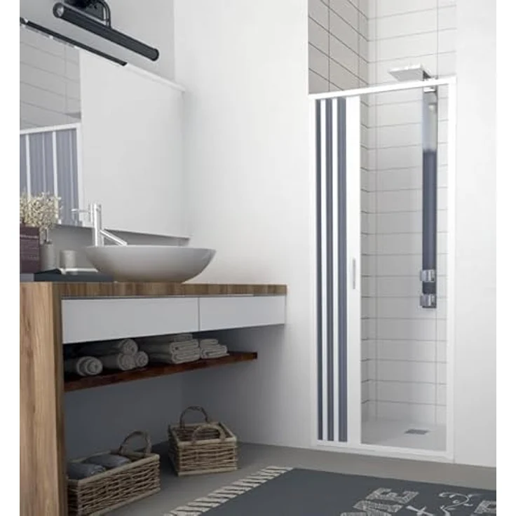 Forte Dusch-Falttür Rimini, 100x185 cm, Kunststoff, mit Faltsystem für großen Einstieg – Bild 1