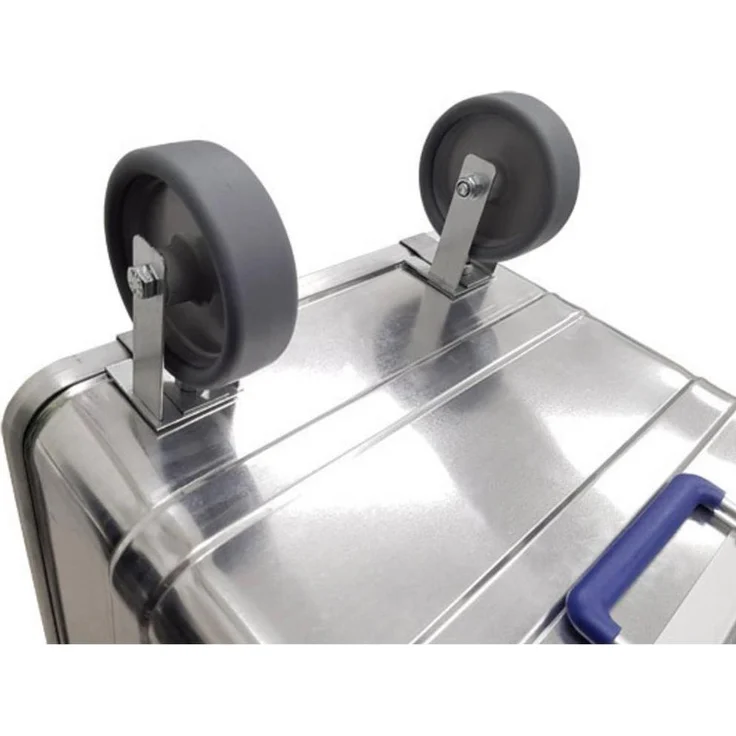 Alutec Räder-Anbausatz für Transportwagen, inkl. 2 große Gummilaufräder, geeignet für Aluboxen der Serien Classic, Comfort und Industry