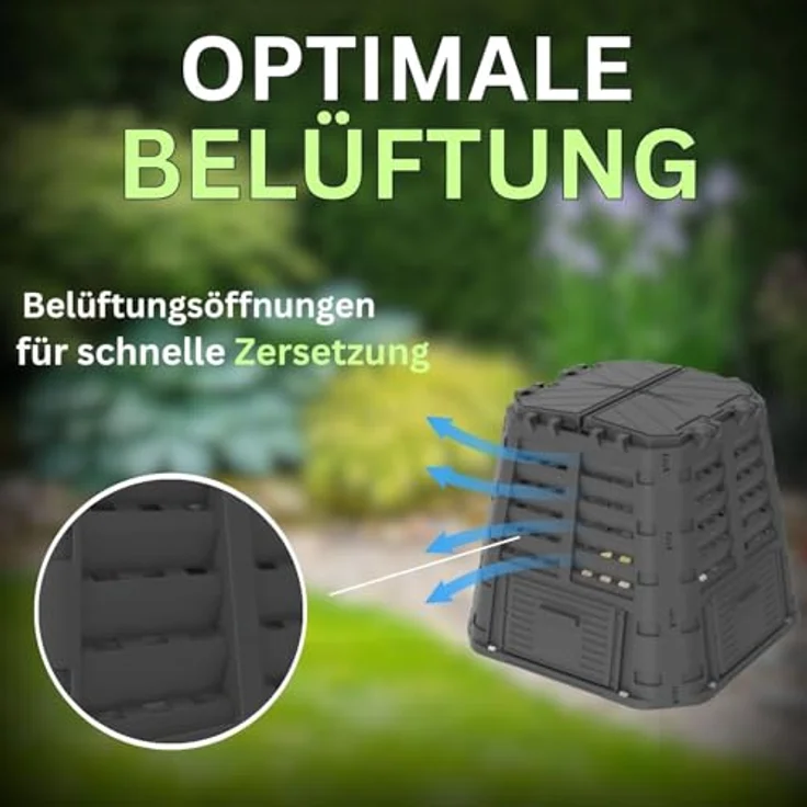ViD Komposter 480L, Garten Schnellkomposter mit optimaler Belüftung, schwarz, 93x93x80cm – Bild 3