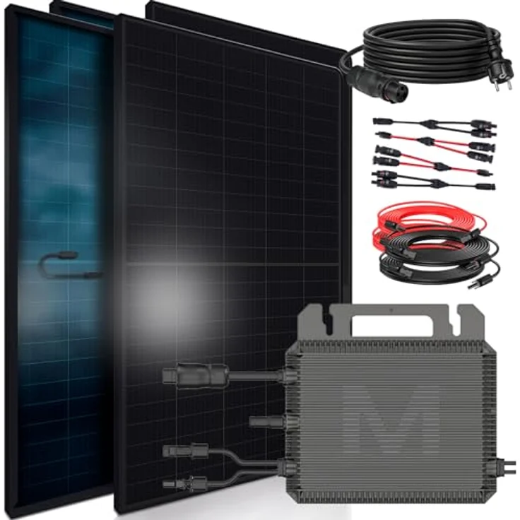 SUNNIVA 1840W Balkonkraftwerk BIFAZIAL FULLBLACK, Komplettset mit 4x460W N-Type Bifacial Solarmodulen, 800W Wechselrichter, steckerfertig, hohe Effizienz und Jahresersparnis – Bild 1