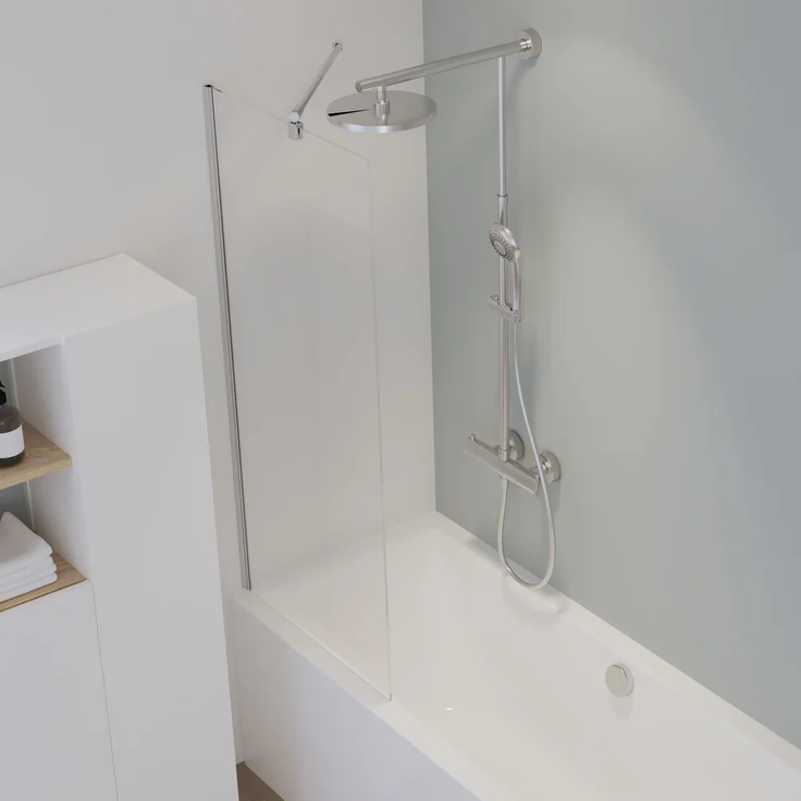 Schulte Badewannenaufsatz Komfort, 5 mm Sicherheitsglas, feststehend, 70x140 cm, Klar, Alu-Natur – Bild 1