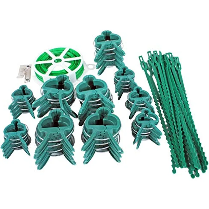 Jardinion Pflanzenclip Set 61-teilig Pflanzstäbe Pflanzenhalter Rankhilfe Grün Set 61-teilig Pflanzenhalter, Rankenhilfe, Pflanzbefestigung