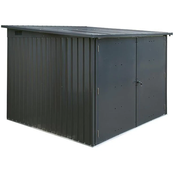 FloraWorld Fahrradgarage für 4 Fahrräder, abschließbar mit Doppelflügeltür, 206 x 204 x 145/163 cm, hohe Stabilität, Belüftungsgitter, Wasserablaufsystem