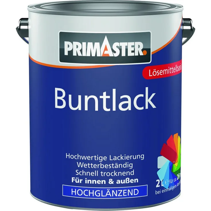 Primaster Acryl-Buntlack 2 L, silbergrau hochglänzend, für innen und außen, lösemittelhaltig