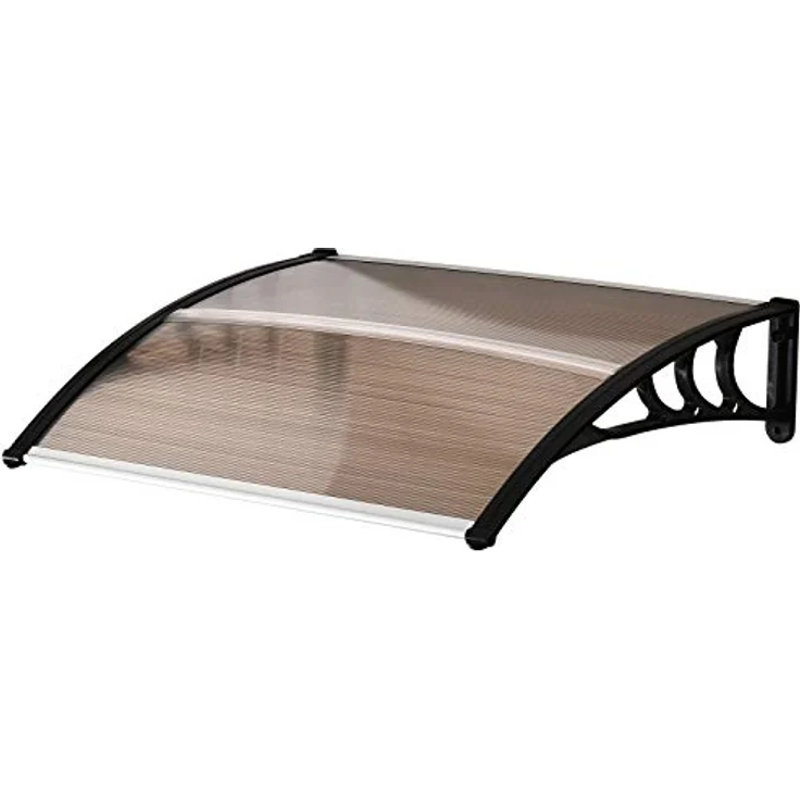 Outsunny Vordach Haustürvordach 75 x 100 cm Pultvordach Überdachung Polycarbonat Braun – Bild 1