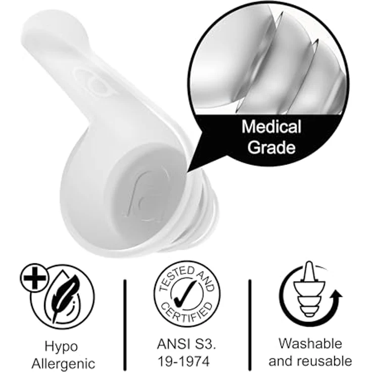 Mixx Assistive Audio Sleep Gehörschutz-Earplugs, 3x wiederverwendbare Ohrstöpsel aus medizinischem Silikon, flach und bequem für Seitenschläfer, inklusive Aufbewahrungskoffer – Bild 3