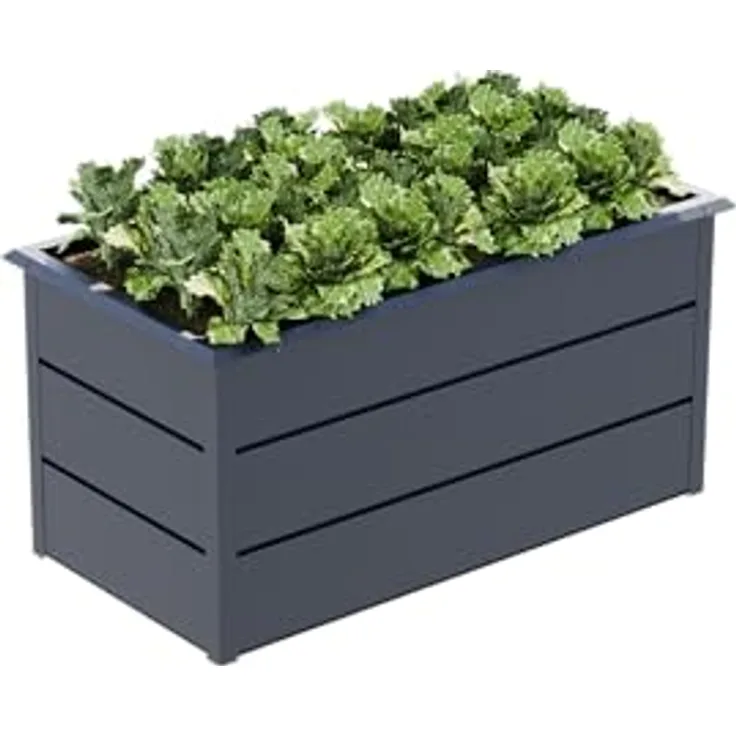 GFP Hochbeet GFP Primeyard LILLY, Feuerverzinkter Stahl, 150x75x78 cm, anthrazit, mit integriertem Schneckenschutz und rückenschonendem Design