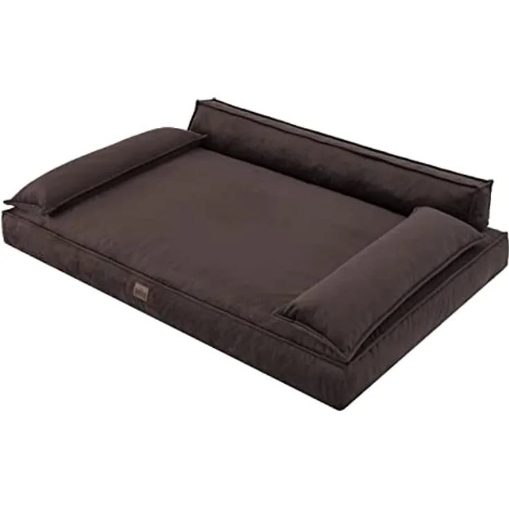 DOGGY Hundebett Haustierbett Hundeliegen Hundecouch Liegen Hundekissen Bett Sofa Hundekorb Tierbett Hundesofa Matratze Schlafplãtze, Braun, 120 x 77 cm - Bezug mit Reißverschluss, OEKO-TEX-zertifizierte Materialien und erhöhte Rückseite zum Schutz vor Schmutz