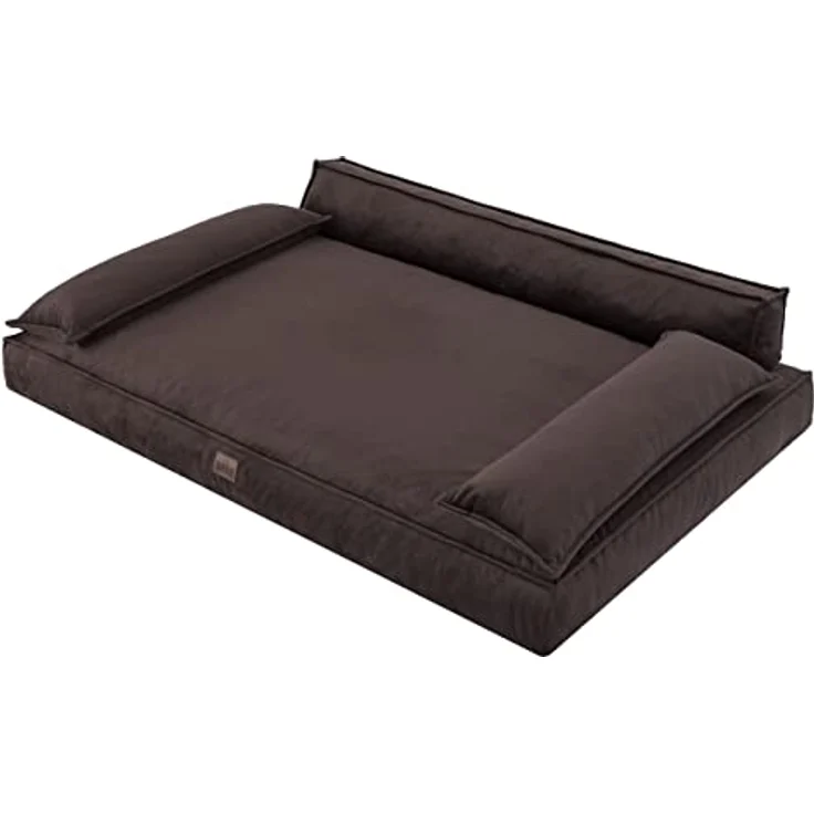 DOGGY Hundebett Haustierbett Hundeliegen Hundecouch Liegen Hundekissen Bett Sofa Hundekorb Tierbett Hundesofa Matratze Schlafplãtze, Braun, 120 x 77 cm - Bezug mit Reißverschluss, OEKO-TEX-zertifizierte Materialien und erhöhte Rückseite zum Schutz vor Schmutz – Bild 1