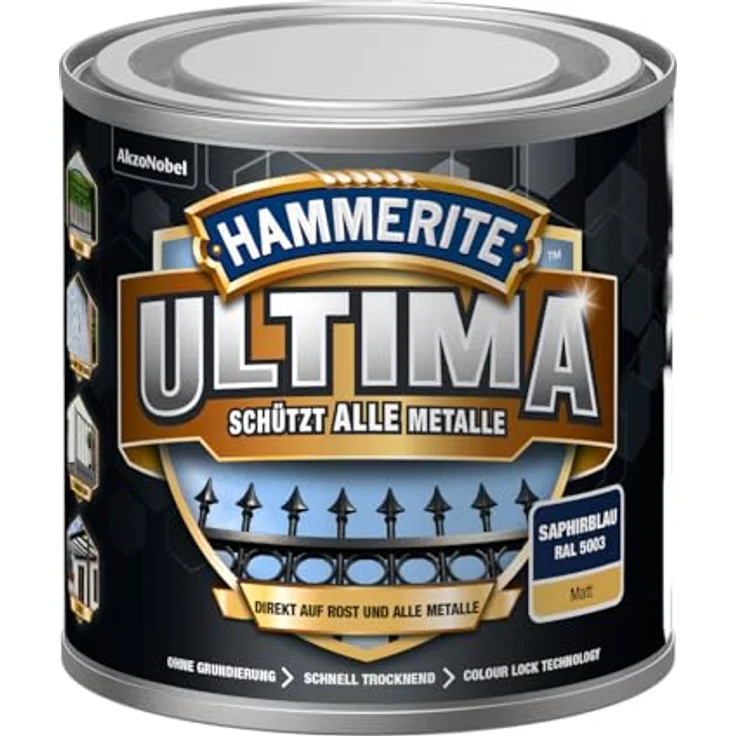 HAMMERITE METALLSCHUTZLACK ULTIMA MATT SAPHIRBLAU RAL5003 250ML – Bild 2