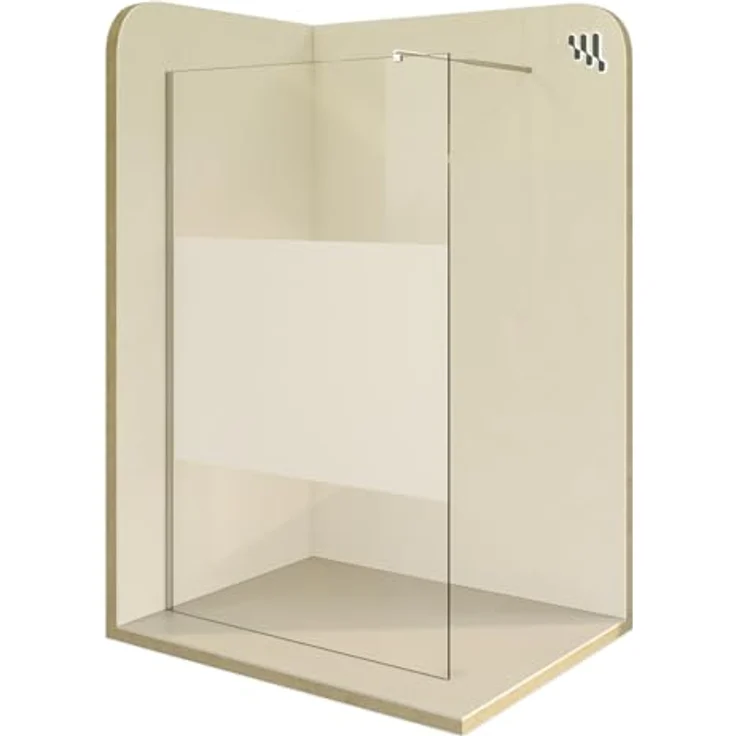 i-flair Duschabtrennung Walk In FIONA 70x200 cm, 10mm TEILSATINIERTES Nano ESG Sicherheitsglas, EDELSTAHL Wandprofil mit verstellbarer Stabilisierungsstange, Montageanleitung inklusive – Bild 1