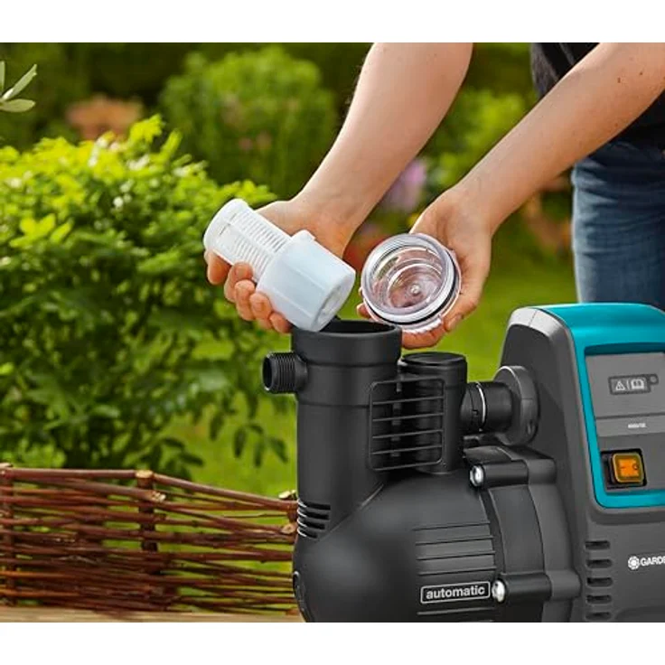 GARDENA Hauswasserautomat 4000-5E: EnergiEsparende Hauswasser- und Bewässerungspumpe mit innovativer Technik, einfache Bedienung, Fördermenge 4000 l/h, geräuscharmer Betrieb (1758-20) Hauswasserwerk 45 / 4,5 m 4,5 bar Ansaughöhe 8 m – Bild 3