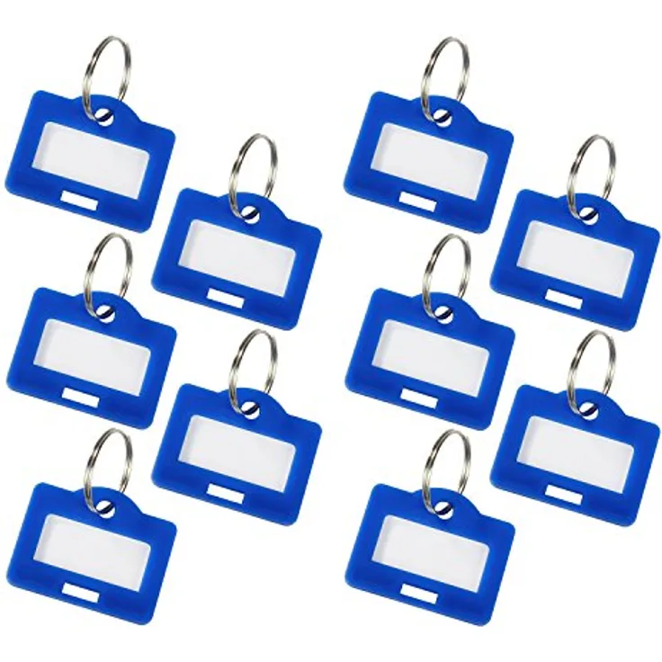 HMF 1800-05 Schlüsselanhänger inkl. Schlüsselring und Beschriftungsstreifen, 2,9 x 2,5 x 0,26 cm, blau