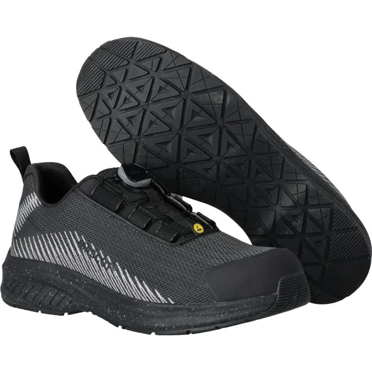 MASCOT Sicherheitsschuhe S1PS, flexibler Arbeitsschuh mit BOA® Fit System, Komposit-Zehenschutz, Öl- und benzinbeständige Sohle, Schwarz, Größe 42