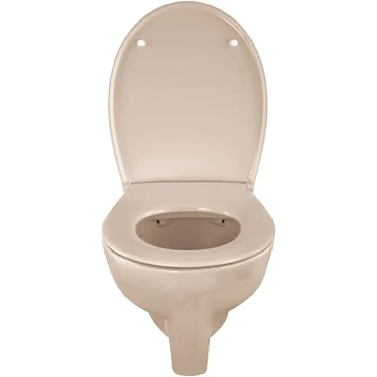 Calmwaters Wand-WC Modern Plus, spülrandlos mit 6 cm Erhöhung, Tiefspüler, waagerecht, Bahamabeige, antibakterieller WC-Sitz – Bild 6