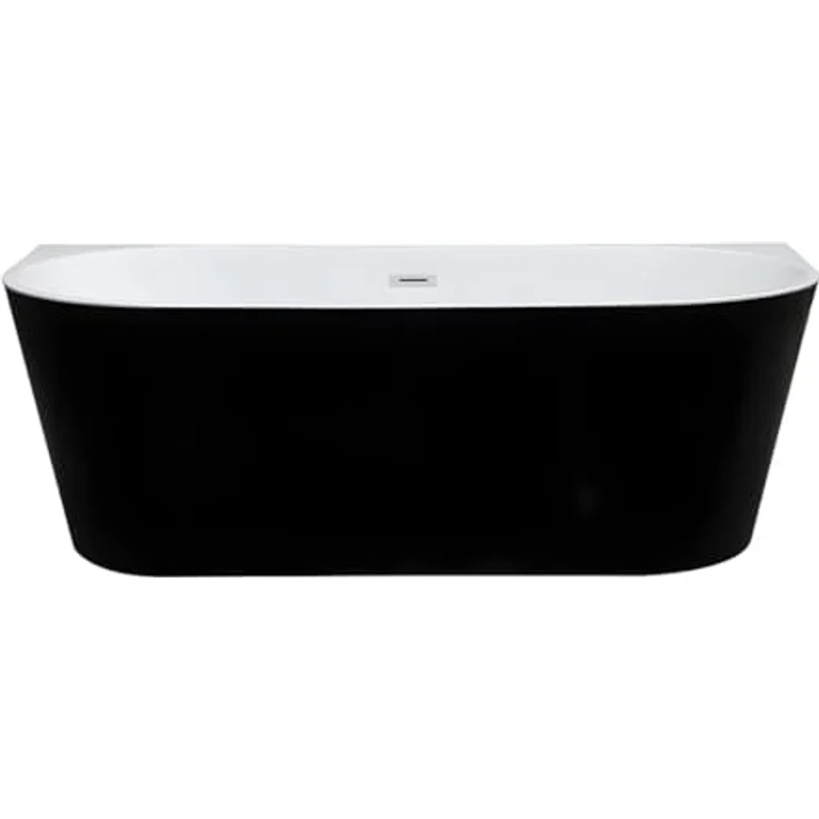Vente-unique Halb freistehende Badewanne 245L Acryl Schwarz glänzend Divina – Bild 2