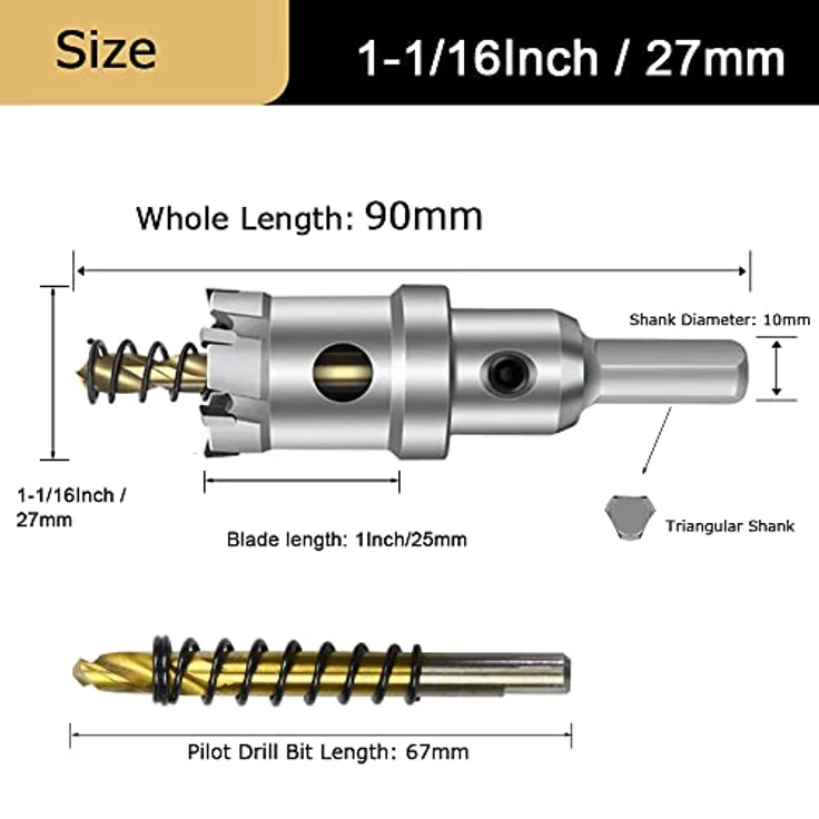 ASNOMY 27mm Lochsäge Hartmetall-Bohrer TCT, geeignet für Edelstahl, Eisen, Holz, Kunststoff, hohe Präzision, Schnitttiefe 25mm – Bild 4