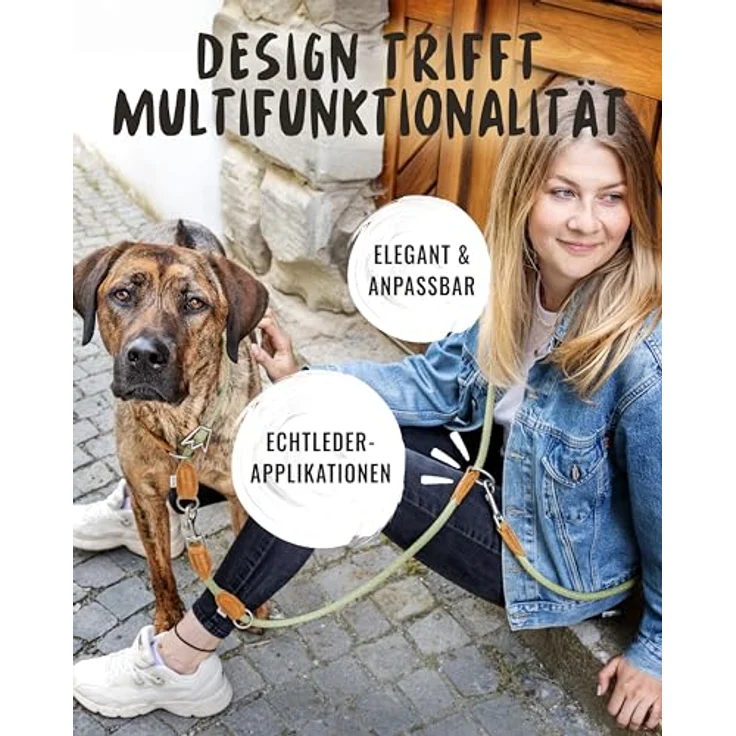 Rudelkönig Führleine Emma 2,30m - Dreifach verstellbare Hundeleine aus Kletterseil für mittelgroße & große Hunde - Elegante Tauleine in Khaki – Bild 5