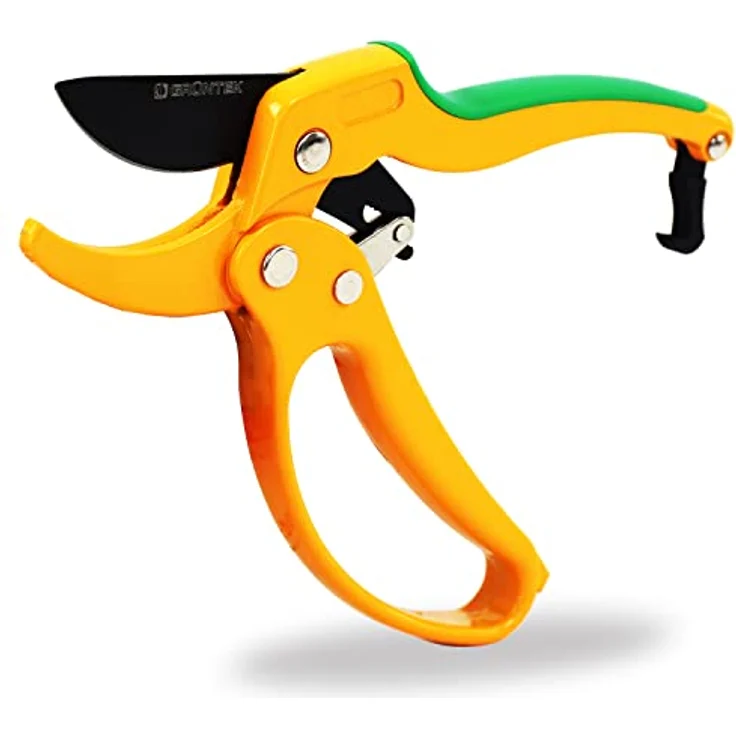 GRÜNTEK Amboss Ratschen Gartenschere UHU 205 mm, SK5 Klinge 50 mm, Schnellverschluss, ergonomische Griff-Form – Bild 2