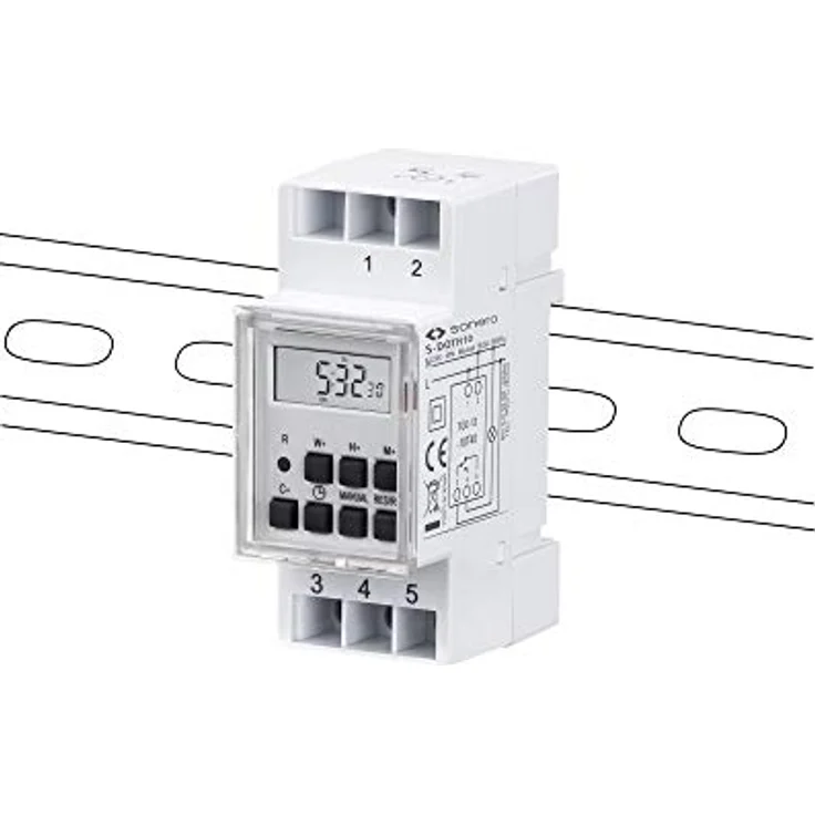 sonero Digitale Zeitschaltuhr für Hutschienen/Schalttafel Einbau, 3600W, LCD-Display, 10 Schaltprogramme (Wochen-, Tages- und Minutenprogramm), 12/24h Timer, IP20, weiß – Bild 6