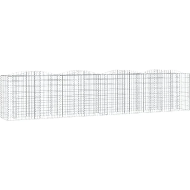 vidaXL Gabionen-Hochbeet mit Hochbogen, Silber, verzinktes Eisen, 400 x 50 x 90/100 cm, 3,5 mm Drahtdurchmesser – Bild 1