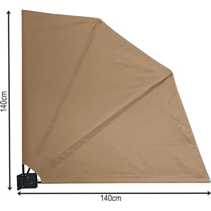 Sichtschutz Fächer Premium 140x140cm Stoff Balkon Trennwand Windschutz Sonnenschutz Sand – Bild 3