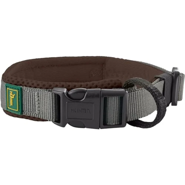 HUNTER Halsband Maldon, braun, atmungsaktives Mesh, robustes Nylon, lautlos, allergikerfreundlich, Zugentlastung, integriertes Adresslabel, Größe S – Bild 2