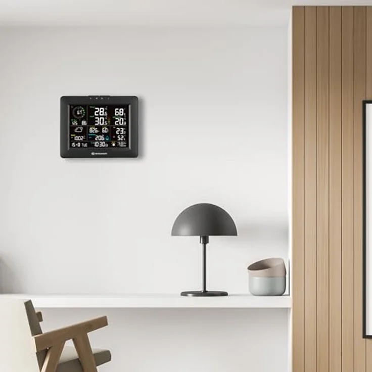Bresser WLAN Wetterstation 8-in-1 mit Außensensor, WBGT-Hitzestress-Index, UV, Regen, Wind, Licht und App-Steuerung, schwarz – Bild 2