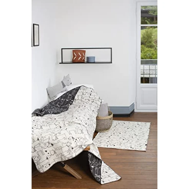 David Fussenegger Kinder/Hundedecke Juwel Hunde Allover Größe 140/200 cm, Farbe roh-weiß mit Muster, Natur/Anthrazit – Bild 3
