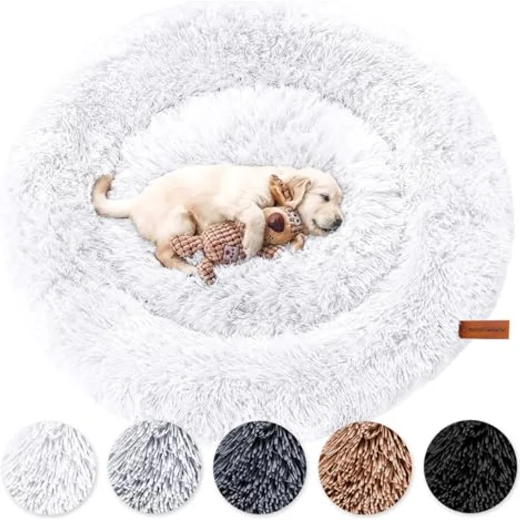 Wahre Tierliebe Hundebett Fluffy Wolke - Das Original, mit waschbarem Bezug, für große, mittelgroße & kleine Hunde