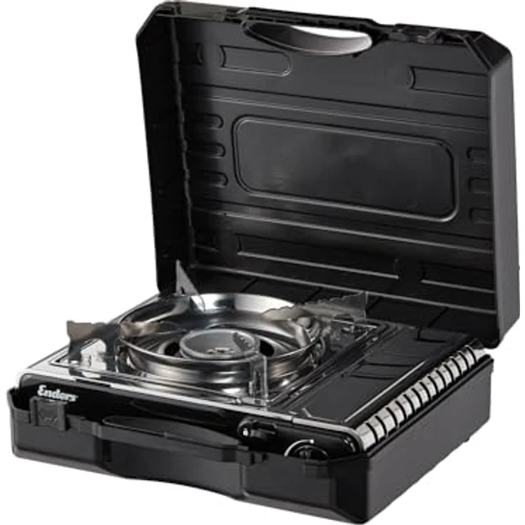 Enders® Campingkocher MAVERIQ®, stufenlos regulierbar, Piezozündung, Überhitzungsschutz, leistungsstarker Brenner 2,2 kW, inkl. Tragekoffer, silber – Bild 3