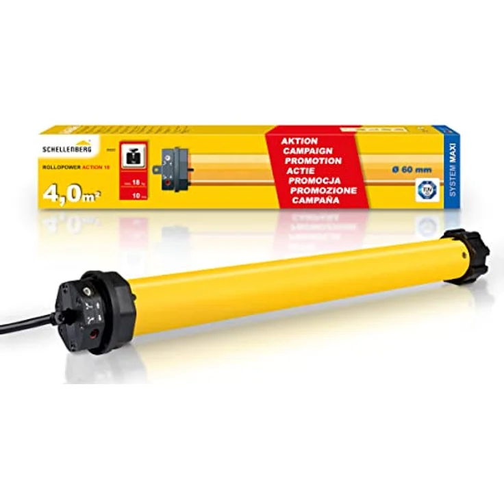 Schellenberg 20223 Rolladenmotor Action, für 60 mm Stahlrohrwellen mit mechanischer Endlageneinstellung, geeignet für bis zu 4 m² Fläche, SW 60, Rolladenantrieb – Bild 1