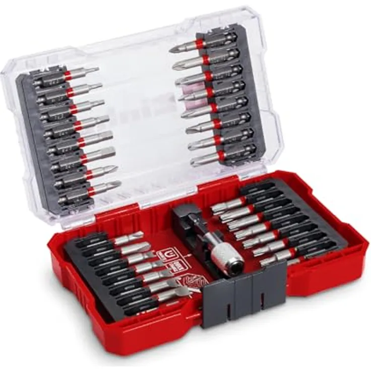 Original Einhell M-CASE 33-tlg. Bit-Set (für Akkuschrauber und Bohrmaschinen mit 50-mm-Bits aus S2 Stahl, Schnellwechselbithalter aus Karbonstahl inkl. Aufbewahrungsbox)