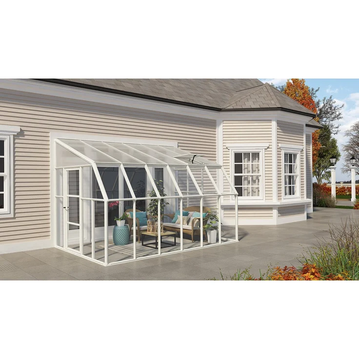 Palram - Canopia Gewächshaus Sun Room, 257 x 384 x 266 cm, lebenslang widerstandsfähige Wandpaneele, weiß