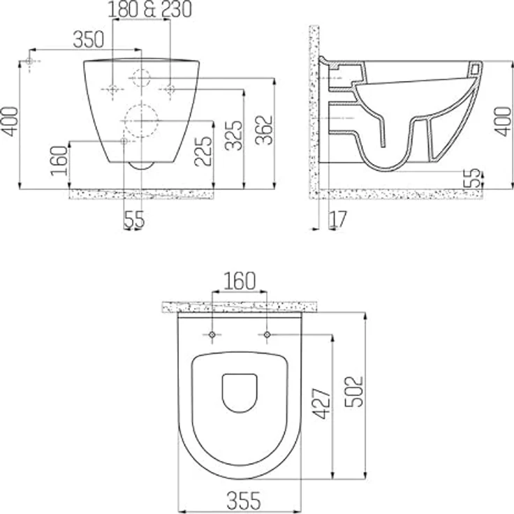 Creavit Tiefspül-WC CRV-TP325-0005-SET, spülrandloses Hänge-WC Set in Weiß mit Edelstahl Bidet und Soft-Close WC-Sitz – Bild 8