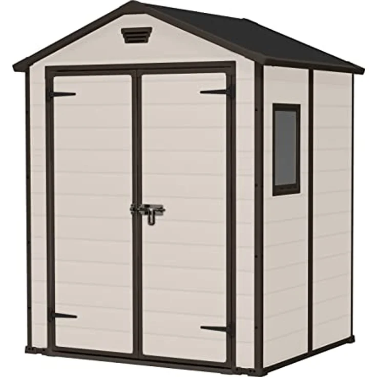Keter Gerätehaus Manor 6x5 DD, Beige, 4,8m³ Rauminhalt, wetterfest – Bild 1