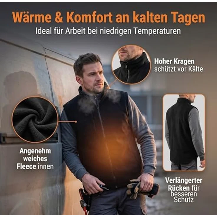 2 in 1 Profi Warnweste, Fleeceweste L – Bild 5