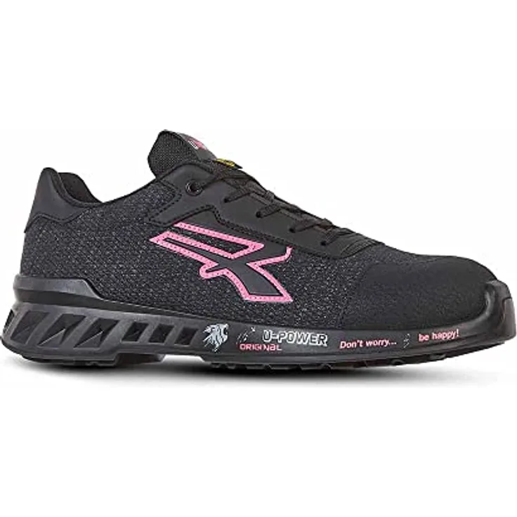 Upower Michelle Sicherheitsschuhe S1P, grau fuchsia, rutschhemmende Sohle, durchtrittsicher, atmungsaktiv, Größe 35
