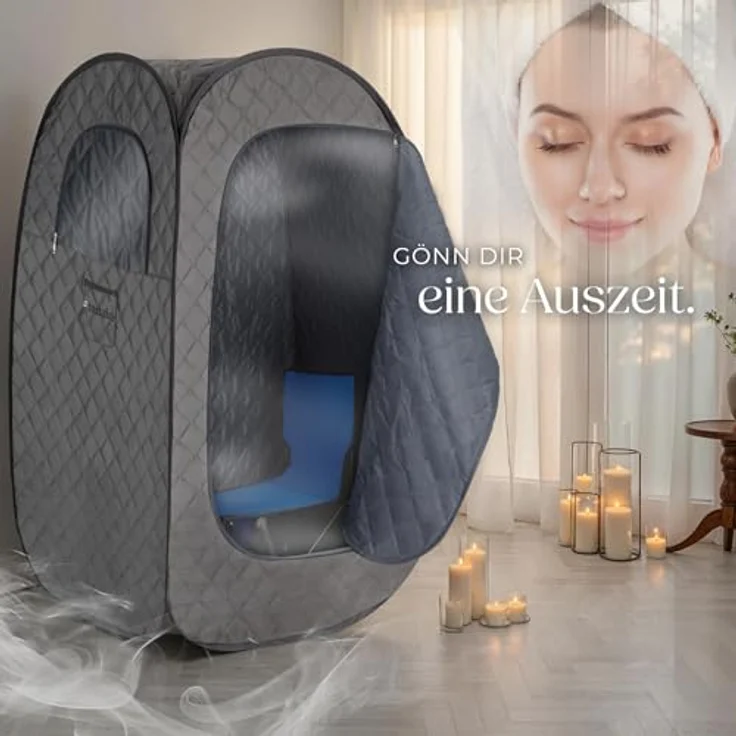 Tectake Mobile Dampfsauna ThermaLuxe I, 1000 W, 15 Temperaturstufen, dunkelgrau/schwarz – Bild 9