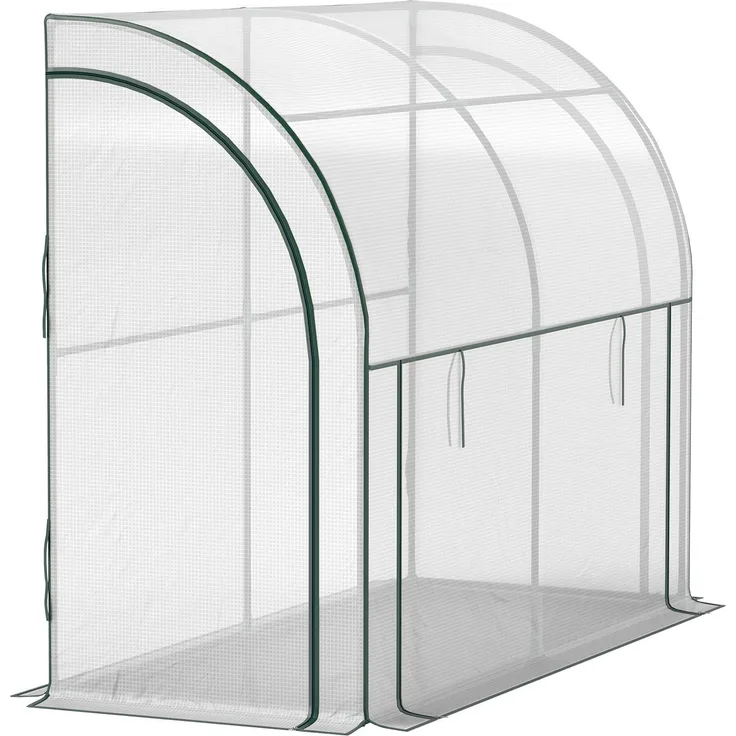 JTI GmbH Anlehn-Gewächshaus mit Rolltür, winterfest, UV-beständige Folienabdeckung, 200x80x157cm, weiß, für Balkon und Garten